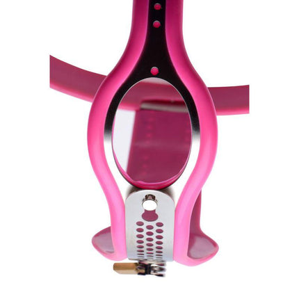 Stainless Steel Adjustable Female Chastity Belt - Pink - BDSM Toys