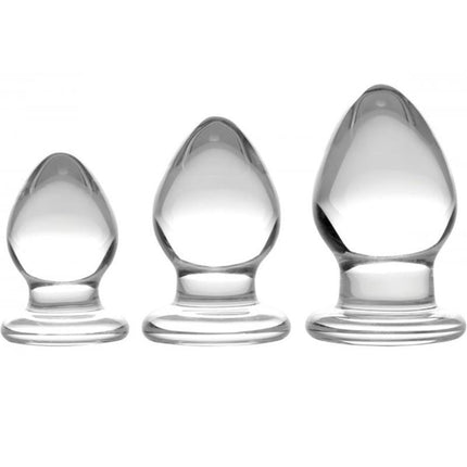 Triplets 3 Piece Glass Anal Plug Kit - Sex Toys