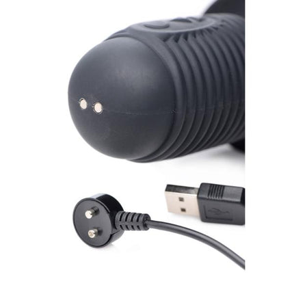 Power Pounder Vibrating and Thrusting Silicone Dildo - Black - Sex Toys