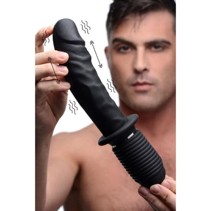 Power Pounder Vibrating and Thrusting Silicone Dildo - Black - Sex Toys