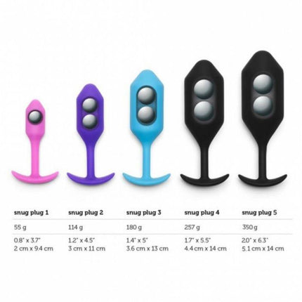 b-Vibe Snug Plug 4 Weighted Silicone Anal Plug Black - Sex Toys