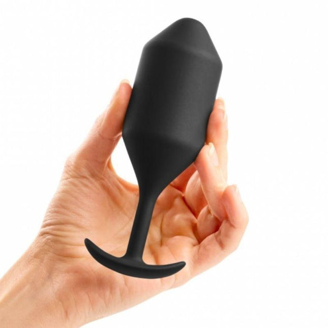 b-Vibe Snug Plug 4 Weighted Silicone Anal Plug Black - Sex Toys