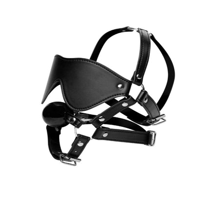 Blindfold Harness and Black Ball Gag - BDSM Toys