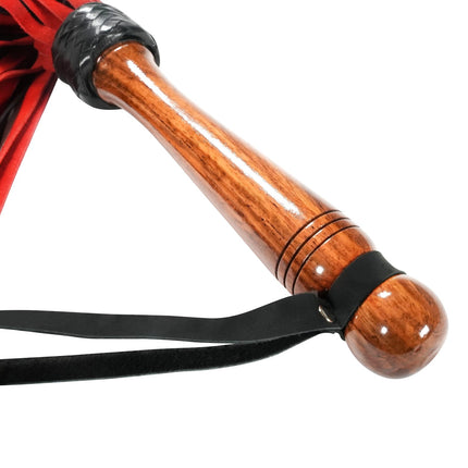 30" Calf Suede Leather Flogger with Designer Wood Handle By Kink - BDSM Toys
