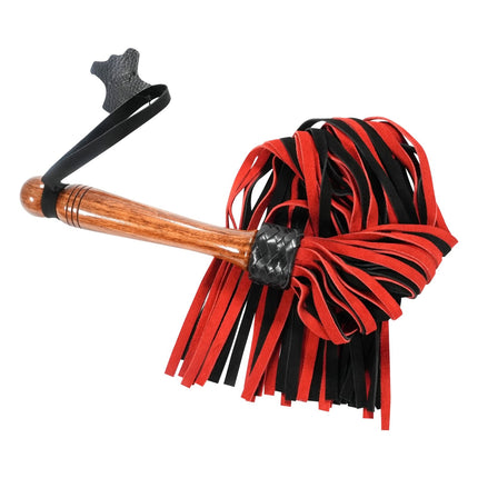 30" Calf Suede Leather Flogger with Designer Wood Handle By Kink - BDSM Toys