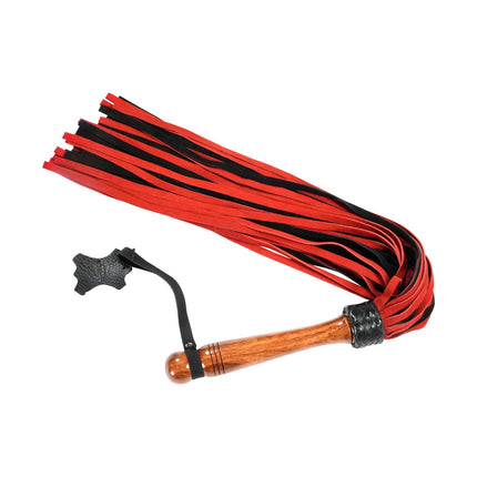30" Calf Suede Leather Flogger with Designer Wood Handle By Kink - BDSM Toys