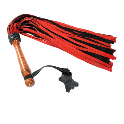 30" Calf Suede Leather Flogger with Designer Wood Handle By Kink - BDSM Toys