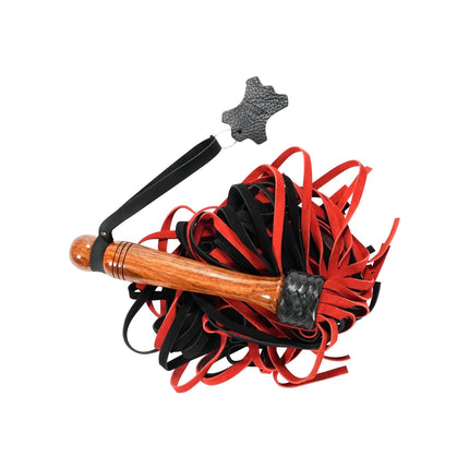 30" Calf Suede Leather Flogger with Designer Wood Handle By Kink - BDSM Toys