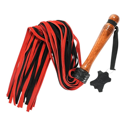 30" Calf Suede Leather Flogger with Designer Wood Handle By Kink - BDSM Toys
