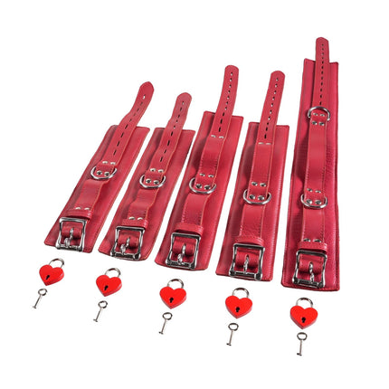 Five Piece Leather Collar Cuffs Set by Kink - Bondage Toys