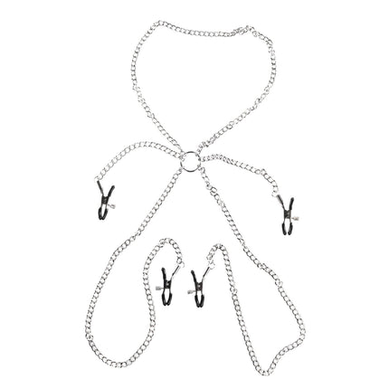 Collar to Nipple and Labia Clamps By Kink - BDSM Toys