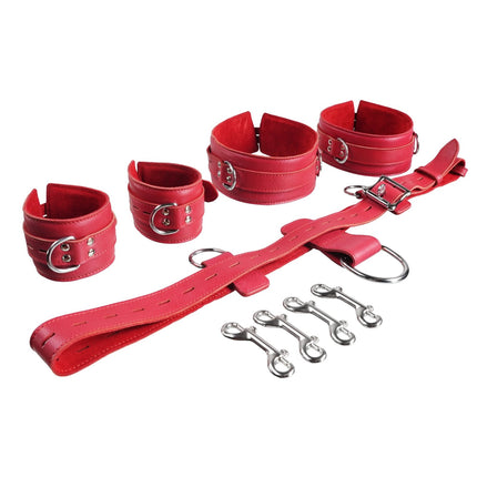 Submission Set: Thigh-to-Chest & Wrist Cuff Restraints By Kink - Bondage Toys