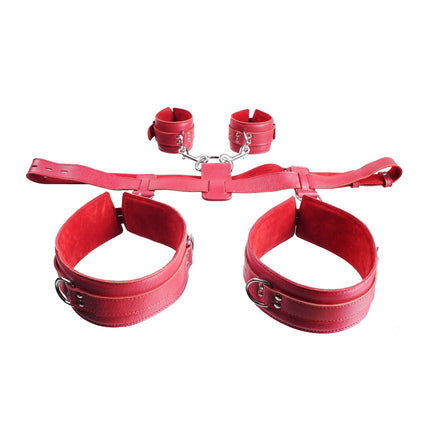 Submission Set: Thigh-to-Chest & Wrist Cuff Restraints By Kink - Bondage Toys