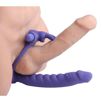 Double Delight Dual Penetration Vibrating Rabbit Cock Ring - Sex Toys
