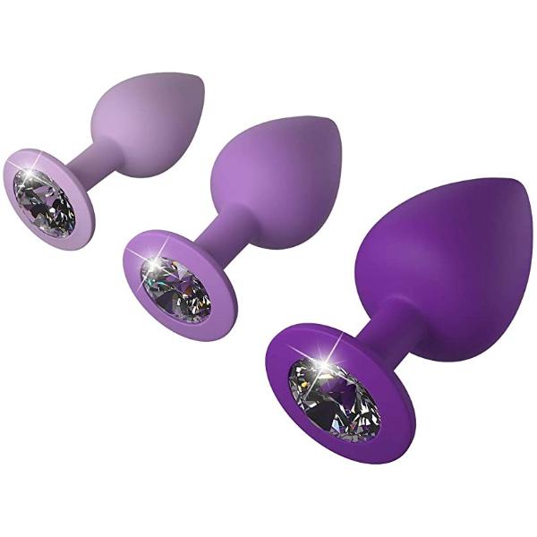 Pipedream Fantasy For Her 3-Piece Silicone Her Little Gems Trainer Plug Set Purple - Sex Toys