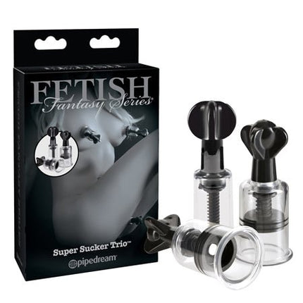 Pipedream Fetish Fantasy Series Limited Edition Super Suckers Trio Clear/Black - BDSM Toys