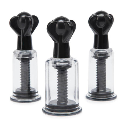 Pipedream Fetish Fantasy Series Limited Edition Super Suckers Trio Clear/Black - BDSM Toys