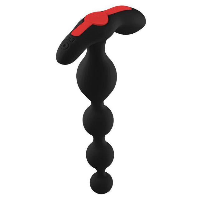 Forto Vibrating Anal Beads Rechargeable Silicone Plug Black - Sex Toys