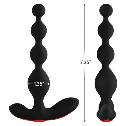 Forto Vibrating Anal Beads Rechargeable Silicone Plug Black - Sex Toys