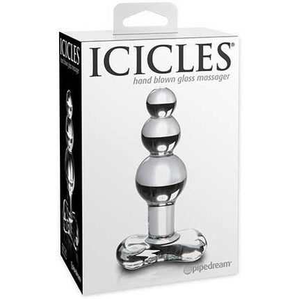 Pipedream Icicles No. 47 Beaded 4 in. Glass Anal Plug Clear - Sex Toys