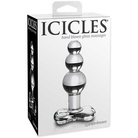 Pipedream Icicles No. 47 Beaded 4 in. Glass Anal Plug Clear - Sex Toys