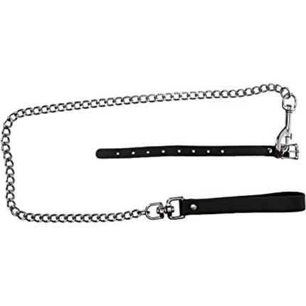 Kinklab Buckling Cock Ring and Chain Leash Set - BDSM Toys