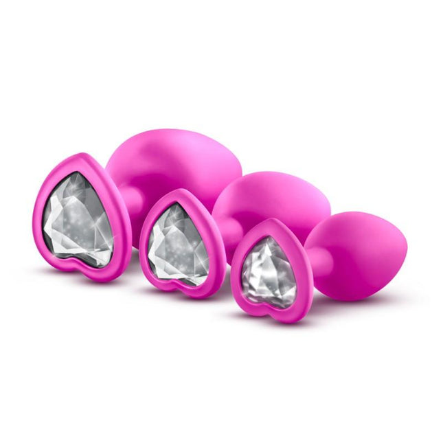 Blush Luxe 3-Piece Bling Plug Training Kit with White Gem Base Pink - Sex Toys