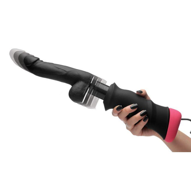 Mega-Pounder Hand-held Thrusting Silicone Dildo - Sex Toys