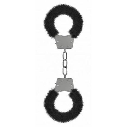 Ouch! Pleasure Furry Handcuffs With Quick-Release Black - Bondage Toys