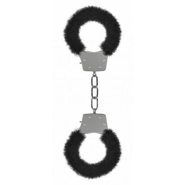 Ouch! Pleasure Furry Handcuffs With Quick-Release Black - Bondage Toys