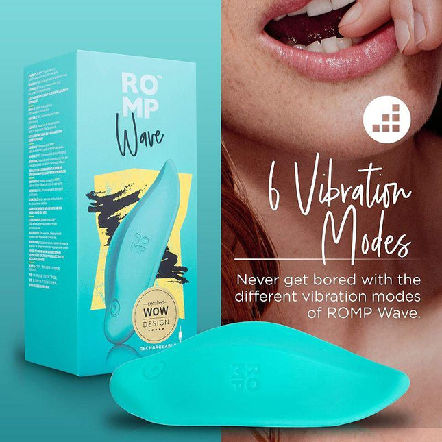 ROMP Wave Rechargeable Silicone Lay-On Vibrator Mint | KinkStore Kink Store ROMP Wave Rechargeable Silicone Lay-On Vibrator Mint | KinkStore Kink Store