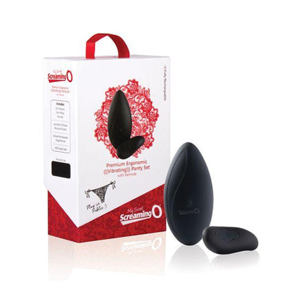 Screaming O Premium Ergonomic Remote Panty Set Black - Sex Toys