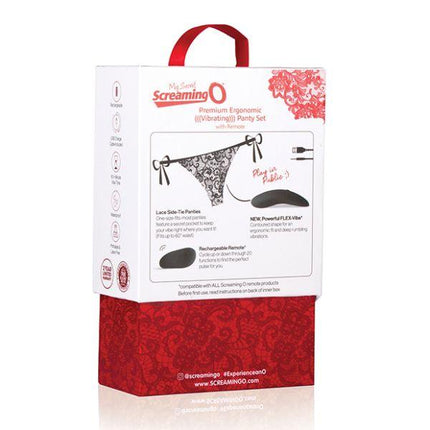 Screaming O Premium Ergonomic Remote Panty Set Black - Sex Toys