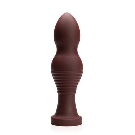 Tantus Piggy Firm XL Bulbed Anal Plug with Ridged Base - Oxblood - Sex Toys