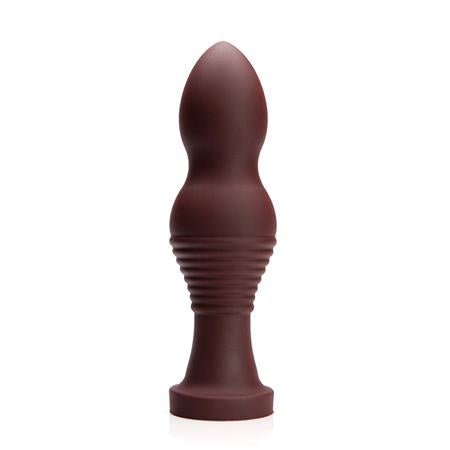 Tantus Piggy Firm XL Bulbed Anal Plug with Ridged Base - Oxblood - Sex Toys