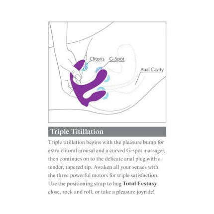 Pipedream 3Some Total Ecstasy Triple Stimulation Silicone Vibrator Purple - Sex Toys