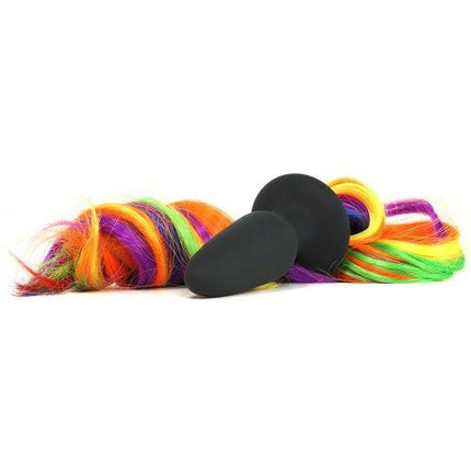 Unicorn Tails Anal Plug Black/Rainbow - Sex Toys