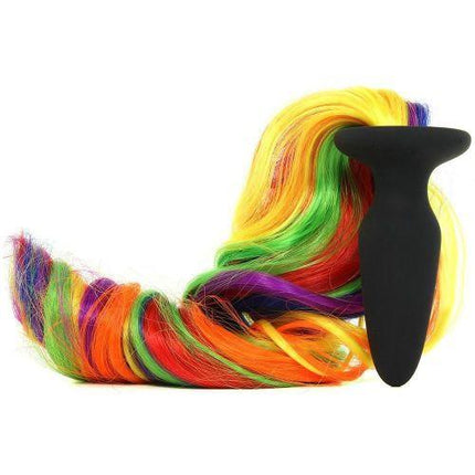 Unicorn Tails Anal Plug Black/Rainbow - Sex Toys