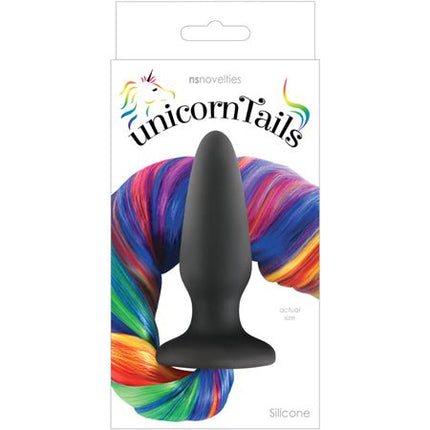 Unicorn Tails Anal Plug Black/Rainbow - Sex Toys