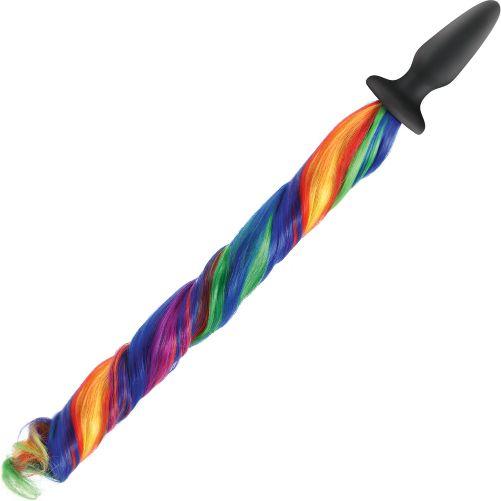 Unicorn Tails Anal Plug Black/Rainbow - Sex Toys